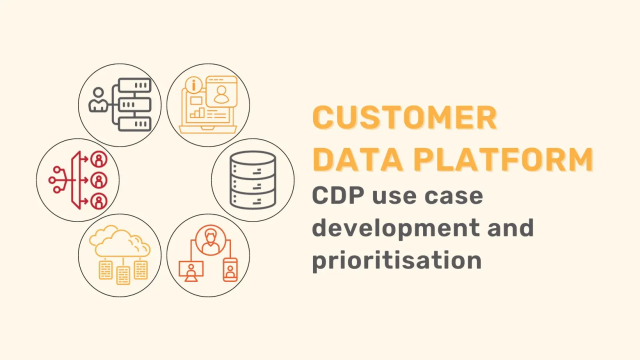 Customer Data Platform (CDP) graphic with icons for data, users, cloud, and analytics.