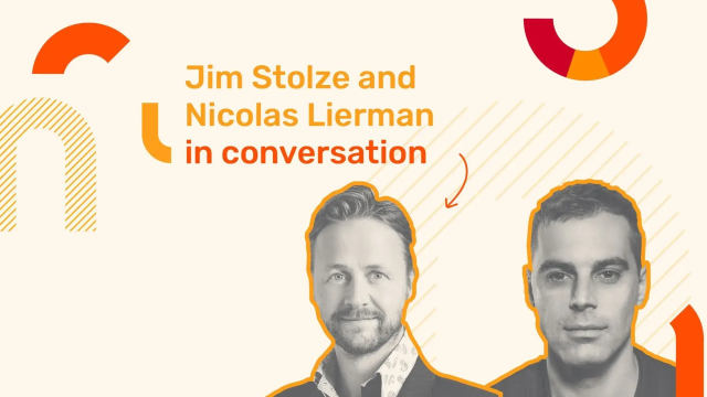 Jim Stolze and Nicolas Lierman in conversation, with their headshots below title.