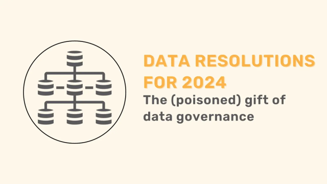 Database network icon and text: "DATA RESOLUTIONS FOR 2024 The (poisoned) gift of data governance"